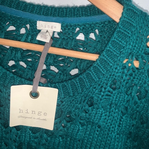 Sea Siren Green Cropped Soft Crochet Sweater L - Picture 2 of 6